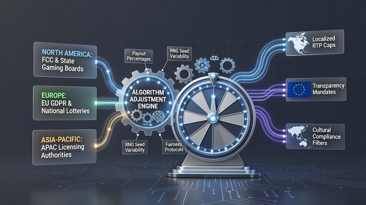 Regulatory compliance dashboard displaying algorithm adjustment logs for virtual wheel titles